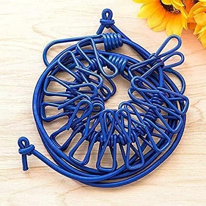 Portable Travel Clothesline with 12 Clips | Elastic Outdoor Drying Rope