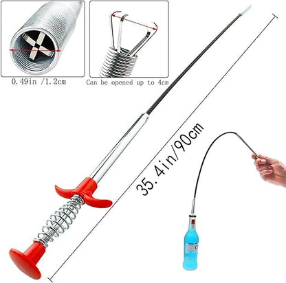 Drain Hair Clog Remover Tool - 24" Flexible Plumbing Snake & Claw Grabber