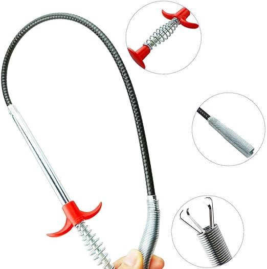 Drain Hair Clog Remover Tool - 24" Flexible Plumbing Snake & Claw Grabber