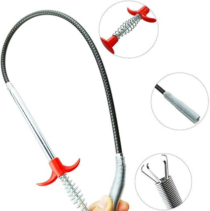Drain Hair Clog Remover Tool - 24" Flexible Plumbing Snake & Claw Grabber