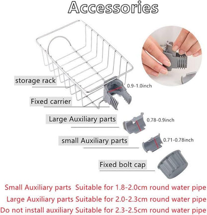 Faucet Sponge Holder & Sink Caddy - Rust-Proof Kitchen Storage Rack