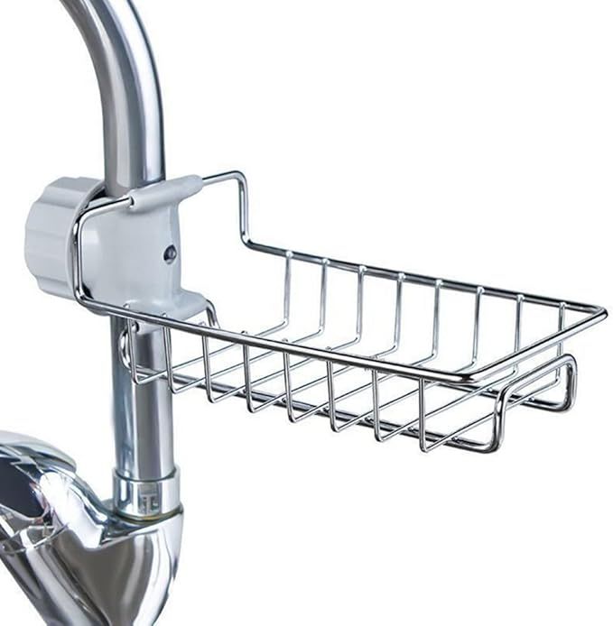 Faucet Sponge Holder & Sink Caddy - Rust-Proof Kitchen Storage Rack